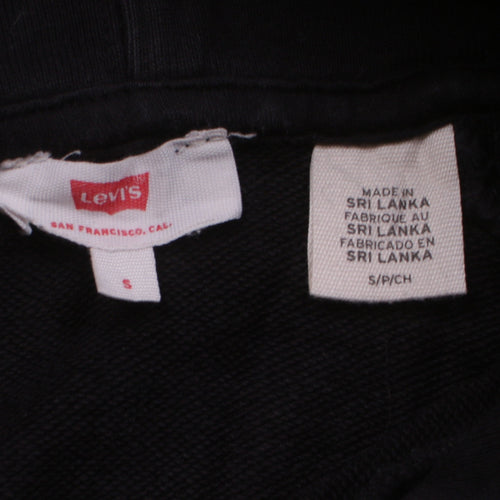 Levi's Women Black Small Hoodie Cropped Pullover Logo Hooded Sweatshirt