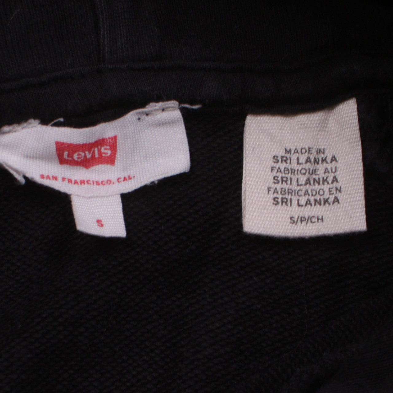 Levi's Women Black Small Hoodie Cropped Pullover Logo Hooded Sweatshirt