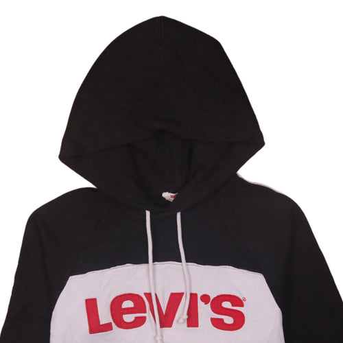 Levi's Women Black Small Hoodie Cropped Pullover Logo Hooded Sweatshirt
