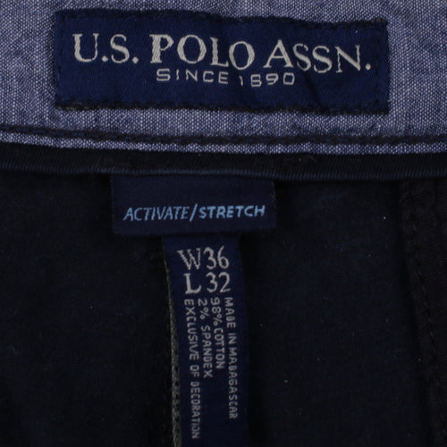 U.S. Polo Assn. Men's Blue Chino Trousers W36 L32 Stretch Cotton