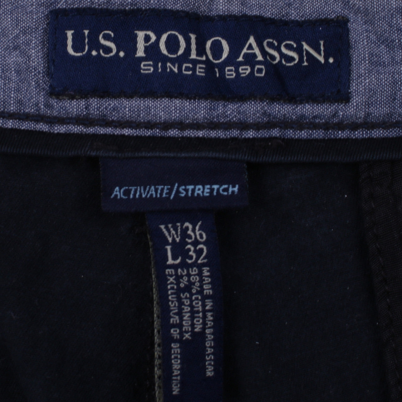 U.S. Polo Assn. Men's Blue Chino Trousers W36 L32 Stretch Cotton