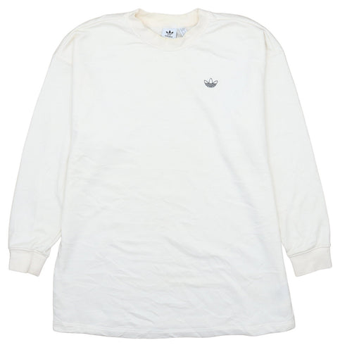 Adidas Women White XS Crew Neck Pullover Sweatshirt Long Sleeve Cotton