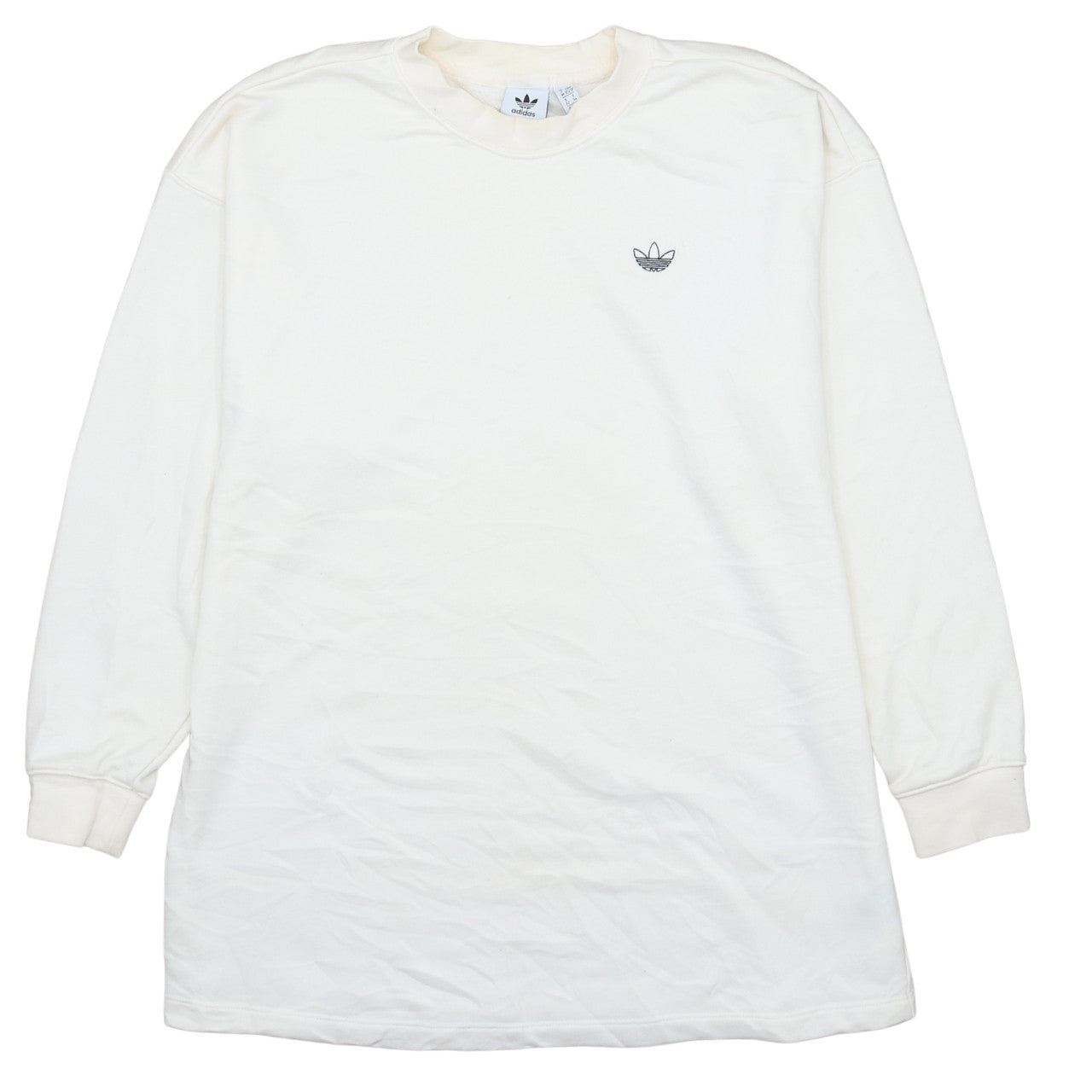 Adidas Women White XS Crew Neck Pullover Sweatshirt Long Sleeve Cotton