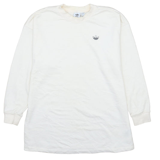 Adidas Women White XS Crew Neck Pullover Sweatshirt Long Sleeve Cotton