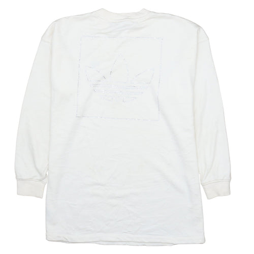 Adidas Women White XS Crew Neck Pullover Sweatshirt Long Sleeve Cotton