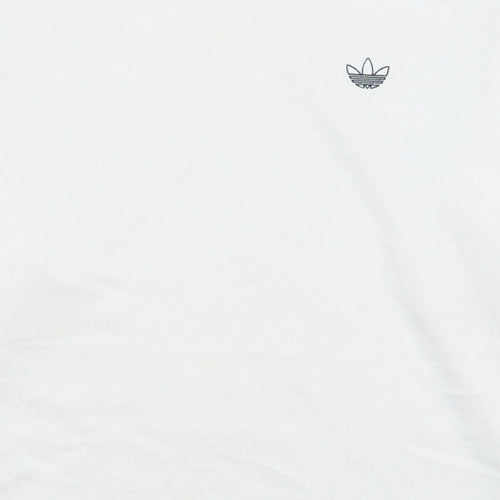 Adidas Women White XS Crew Neck Pullover Sweatshirt Long Sleeve Cotton