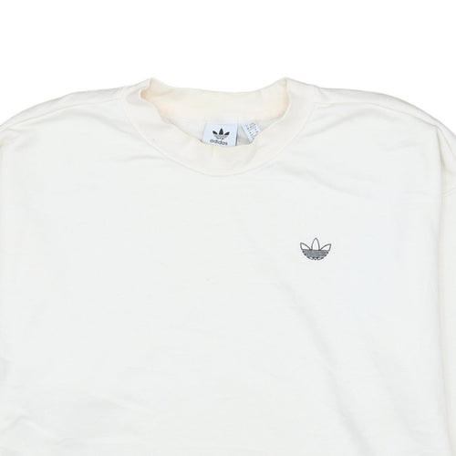 Adidas Women White XS Crew Neck Pullover Sweatshirt Long Sleeve Cotton