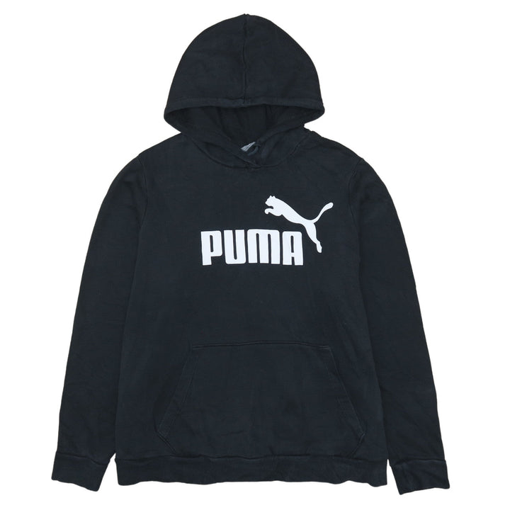 Puma Womens Black Pullover Hoodie Sweatshirt Size L Logo Print