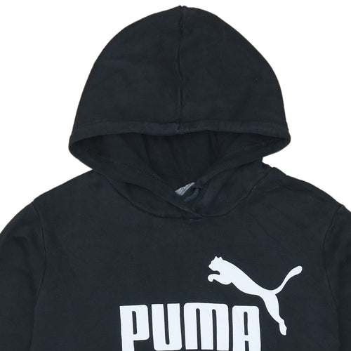 Puma Womens Black Pullover Hoodie Sweatshirt Size L Logo Print