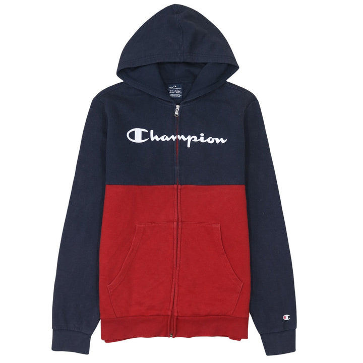 Champion Boys Navy Red Full Zip Hoodie Size 15-16 Years Cotton Blend