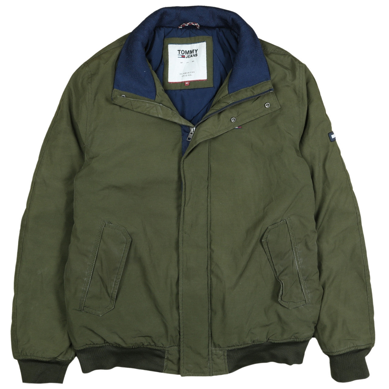 Tommy Jeans Men's Green XL Bomber Jacket Cotton Blend Casual