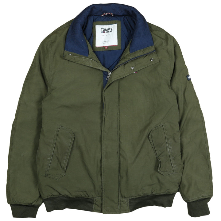 Tommy Jeans Men's Green XL Bomber Jacket Cotton Blend Casual