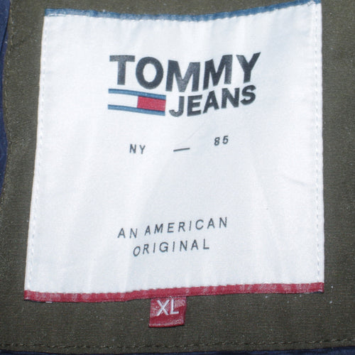 Tommy Jeans Men's Green XL Bomber Jacket Cotton Blend Casual