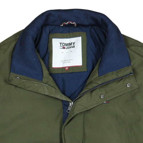 Tommy Jeans Men's Green XL Bomber Jacket Cotton Blend Casual