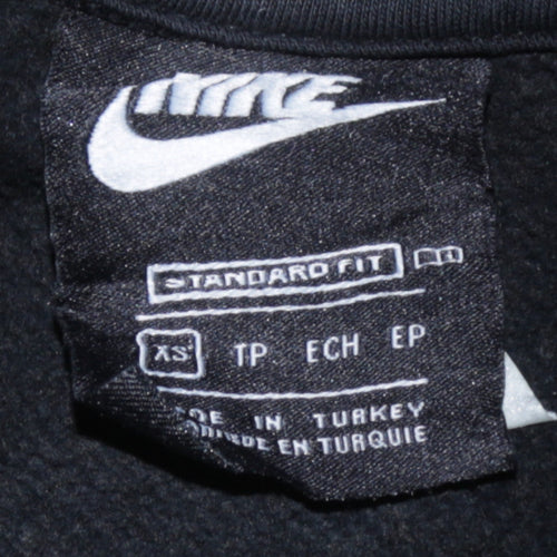 Nike Men's Black XS Pullover Hoodie with Logo Taped Sleeves