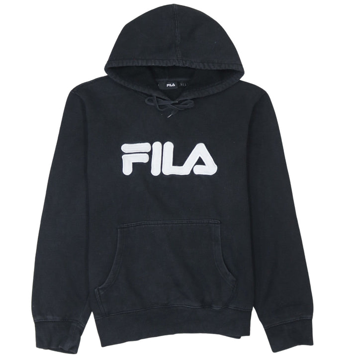 Fila Men's Black Pullover Hoodie Size S Regular Fit Logo Fleece Sweatshirt