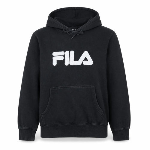 Fila Men's Black Pullover Hoodie Size S Regular Fit Logo Fleece Sweatshirt