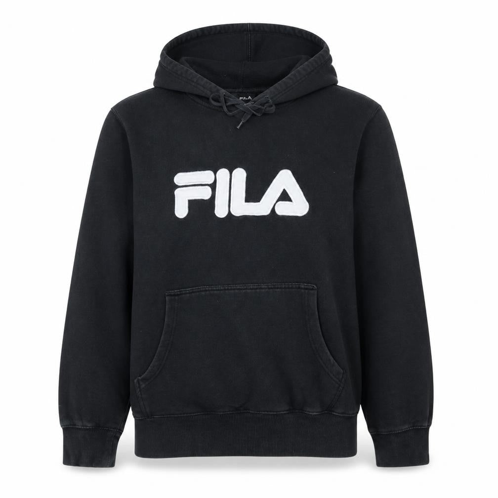 Fila Men's Black Pullover Hoodie Size S Regular Fit Logo Fleece Sweatshirt