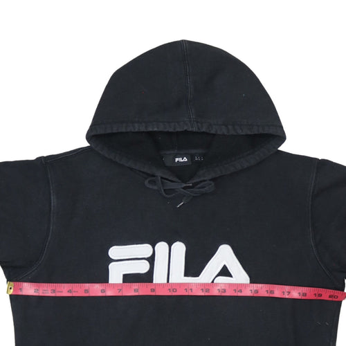 Fila Men's Black Pullover Hoodie Size S Regular Fit Logo Fleece Sweatshirt