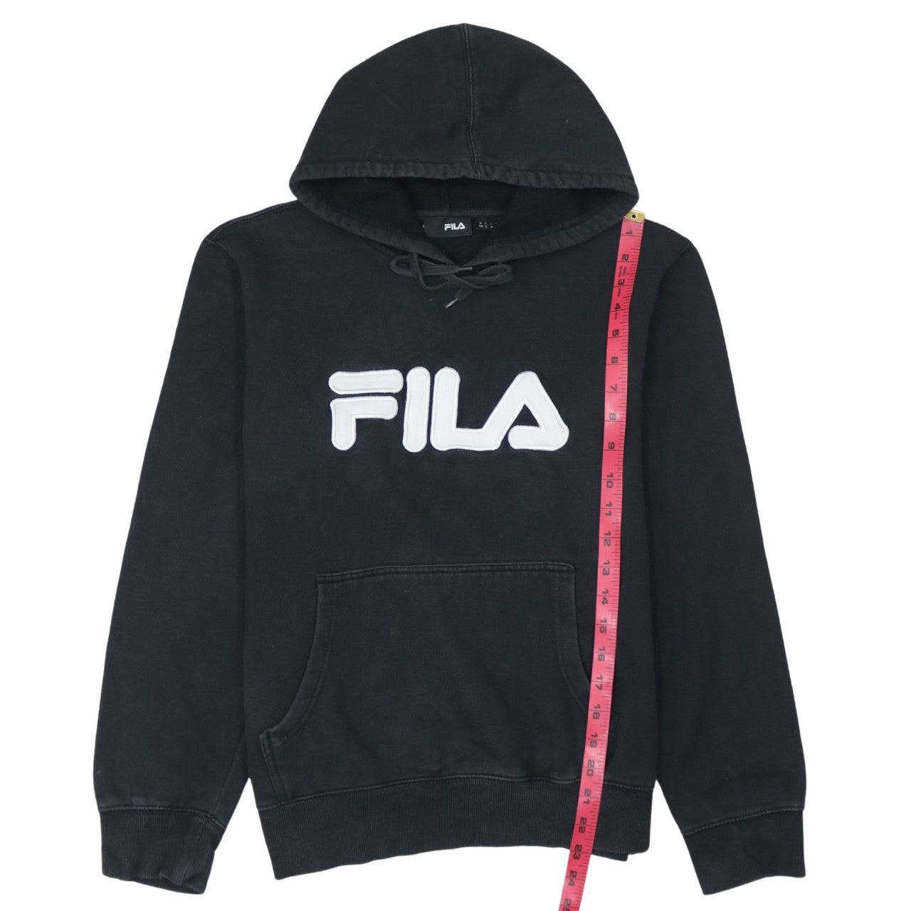 Fila Men's Black Pullover Hoodie Size S Regular Fit Logo Fleece Sweatshirt
