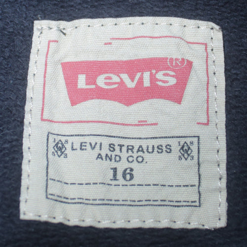 Levi's Boys Navy Blue Pullover Hoodie Age 16 Graphic Logo Cotton
