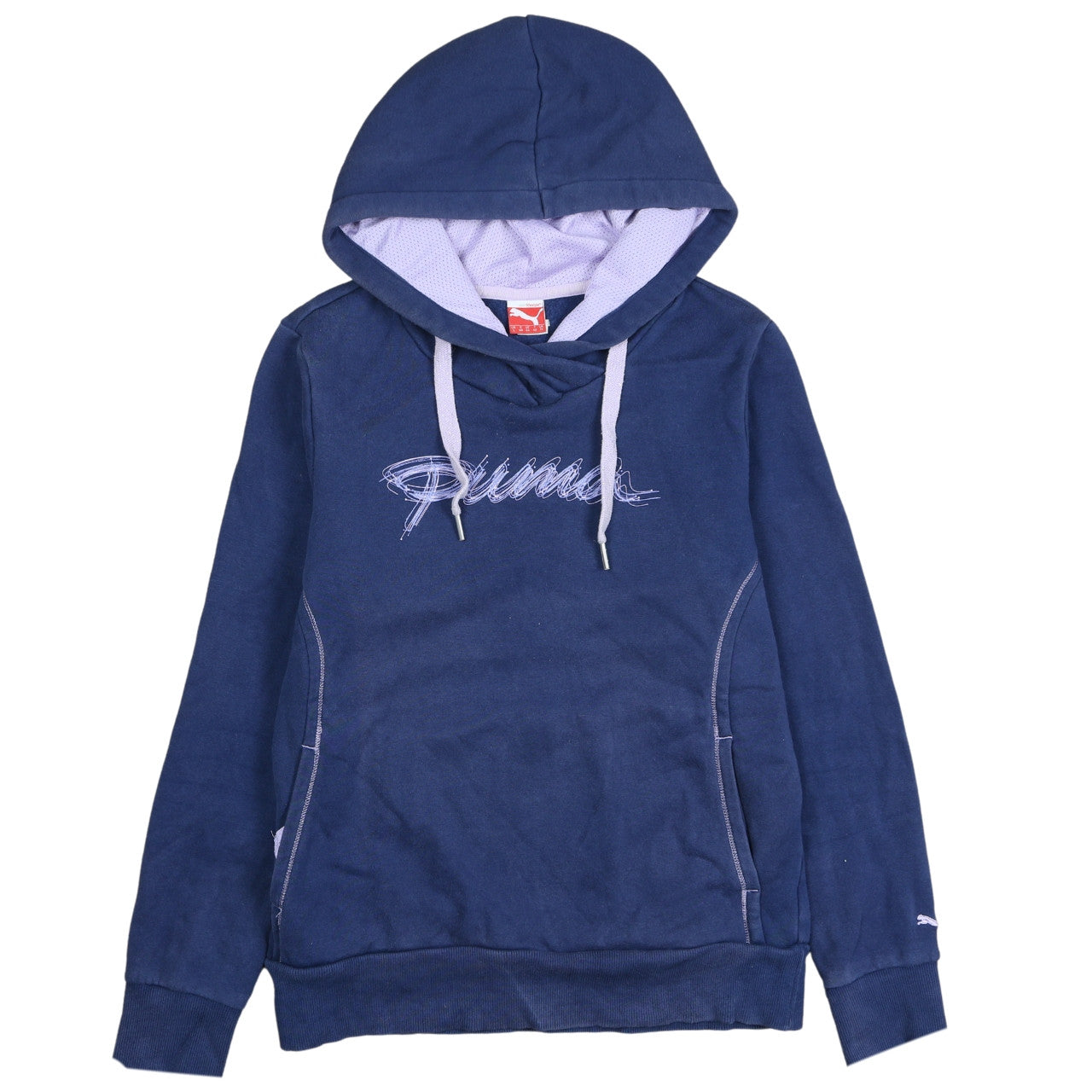 Puma Women's Blue Pullover Hoodie UK 14 with Logo Detail