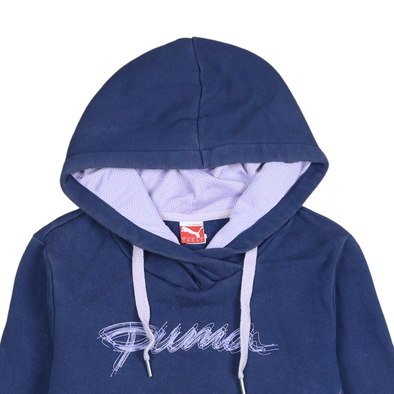 Puma Women's Blue Pullover Hoodie UK 14 with Logo Detail