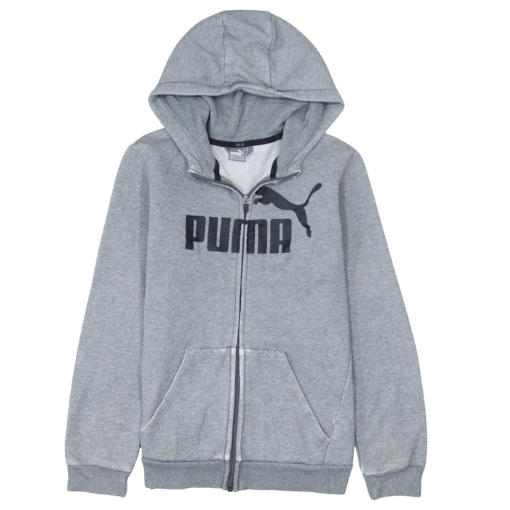Puma Boys Grey Full Zip Hoodie Size 13-14 Years Graphic Print Sportswear