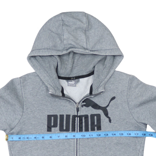 Puma Boys Grey Full Zip Hoodie Size 13-14 Years Graphic Print Sportswear