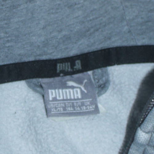 Puma Boys Grey Full Zip Hoodie Size 13-14 Years Graphic Print Sportswear