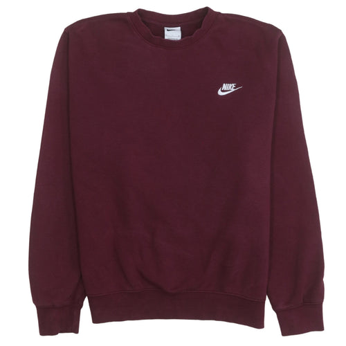 Nike Men Red Crew Neck Long Sleeve Fleece Sweatshirt Size S