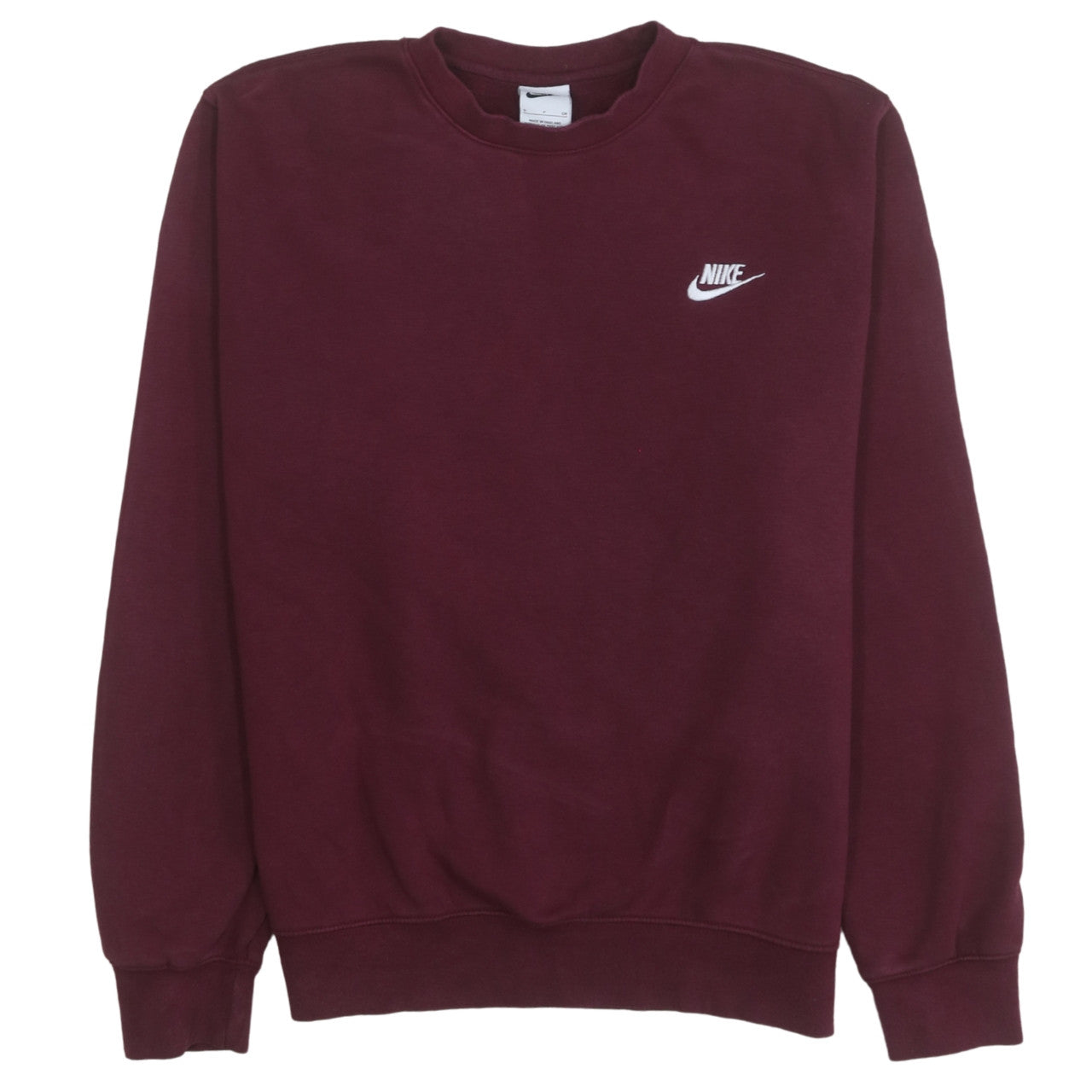Nike Men Red Crew Neck Long Sleeve Fleece Sweatshirt Size S