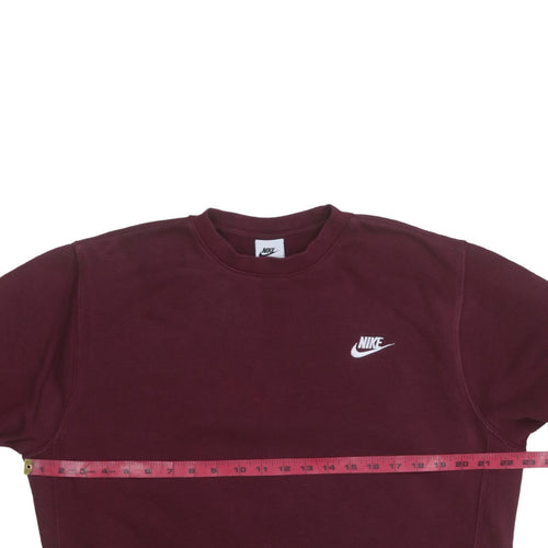 Nike Men Red Crew Neck Long Sleeve Fleece Sweatshirt Size S