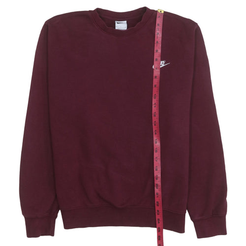 Nike Men Red Crew Neck Long Sleeve Fleece Sweatshirt Size S