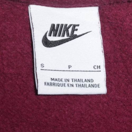Nike Men Red Crew Neck Long Sleeve Fleece Sweatshirt Size S