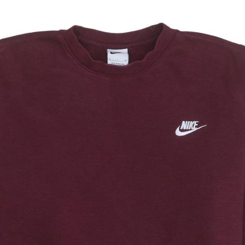 Nike Men Red Crew Neck Long Sleeve Fleece Sweatshirt Size S