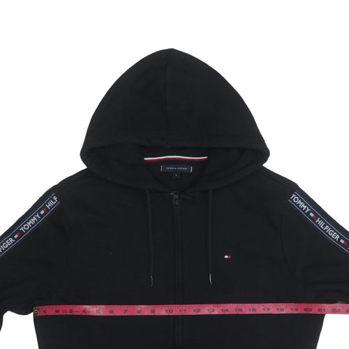 Tommy Hilfiger Men's Black Full Zip Hoodie Size M Logo Sleeve