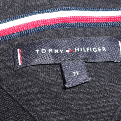 Tommy Hilfiger Men's Black Full Zip Hoodie Size M Logo Sleeve