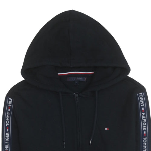 Tommy Hilfiger Men's Black Full Zip Hoodie Size M Logo Sleeve