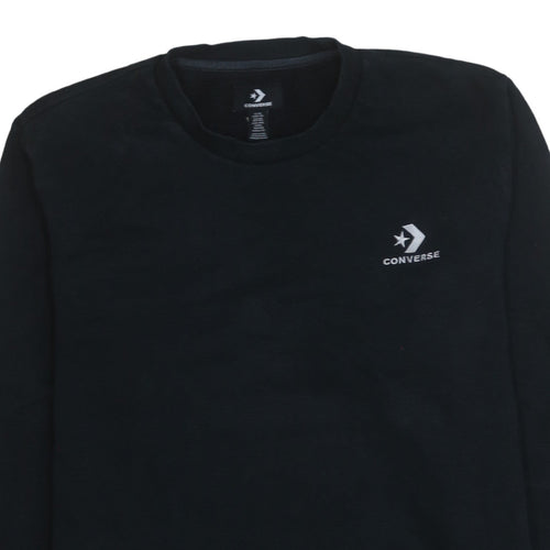 Converse Mens Black 2XL Crew Neck Pullover Sweatshirt