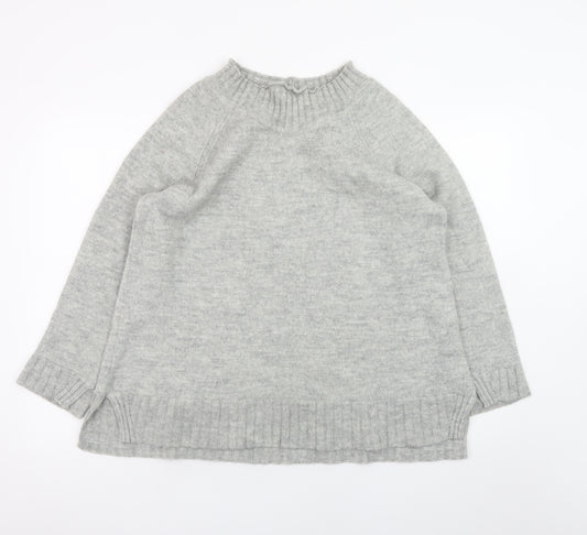 ISCHIKO Women's Grey Alpaca Wool Blend Relaxed Fit Pullover Jumper Size 4