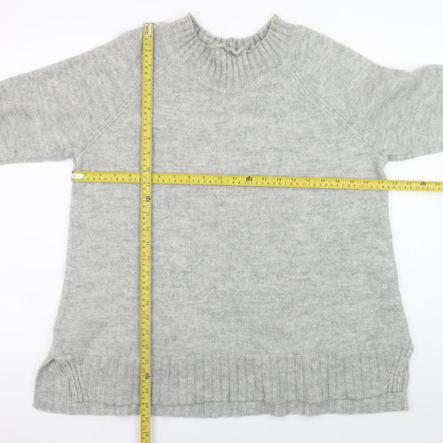 ISCHIKO Women's Grey Alpaca Wool Blend Relaxed Fit Pullover Jumper Size 4