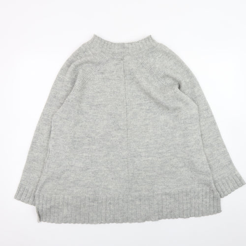 ISCHIKO Women's Grey Alpaca Wool Blend Relaxed Fit Pullover Jumper Size 4