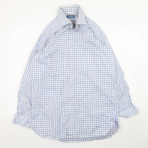 Giles-Fox London Men's Blue Check 16in Cotton Long Sleeve Shirt