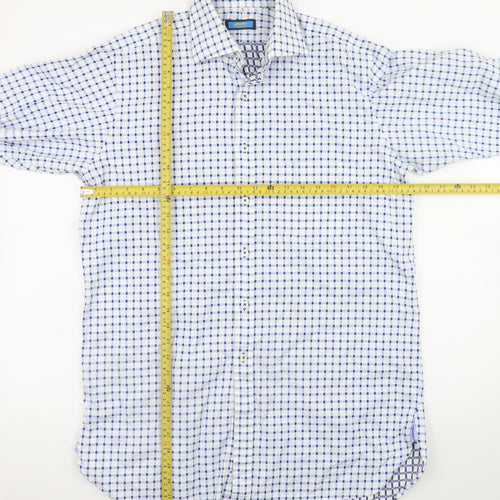 Giles-Fox London Men's Blue Check 16in Cotton Long Sleeve Shirt