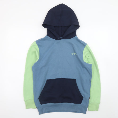 Billabong Boys Blue Green Hoodie Size 14 Pullover Cotton Blend Hooded