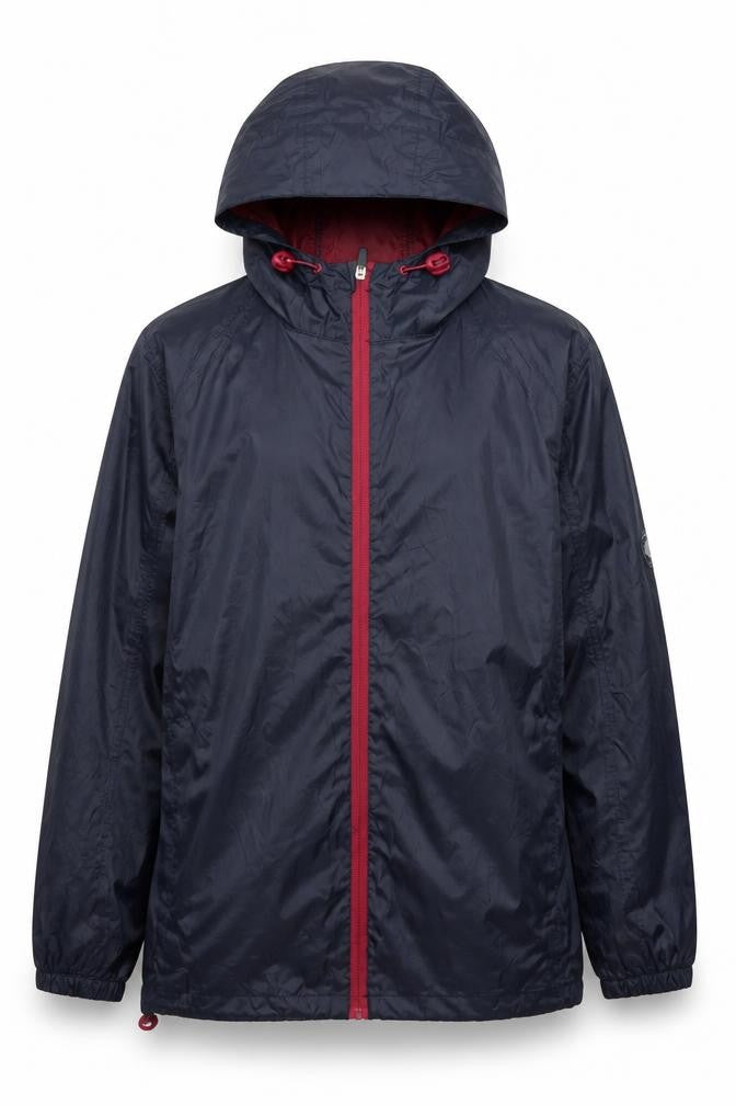 Front view of Cotton Traders Men's Blue XS Lightweight Hooded Windbreaker Jacket