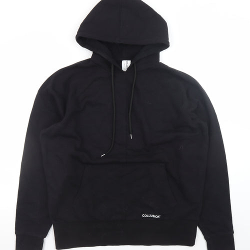 Collusion Men's Black Pullover Hoodie Size S Logo Fleece