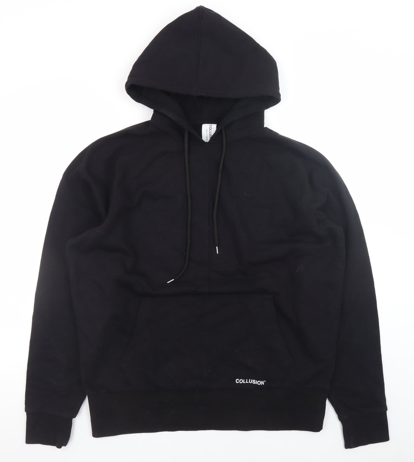 Collusion Men's Black Pullover Hoodie Size S Logo Fleece
