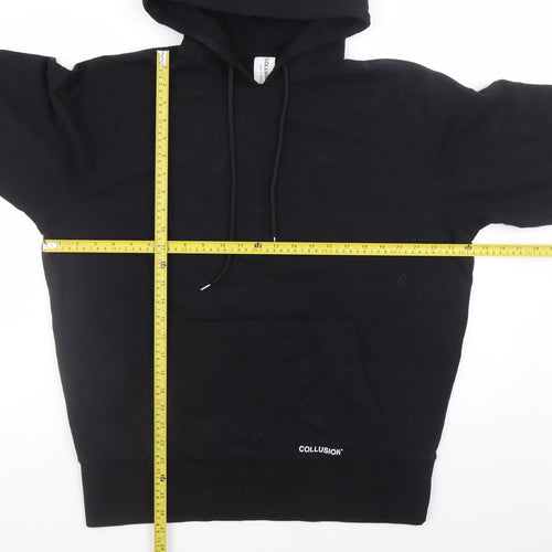 Collusion Men's Black Pullover Hoodie Size S Logo Fleece